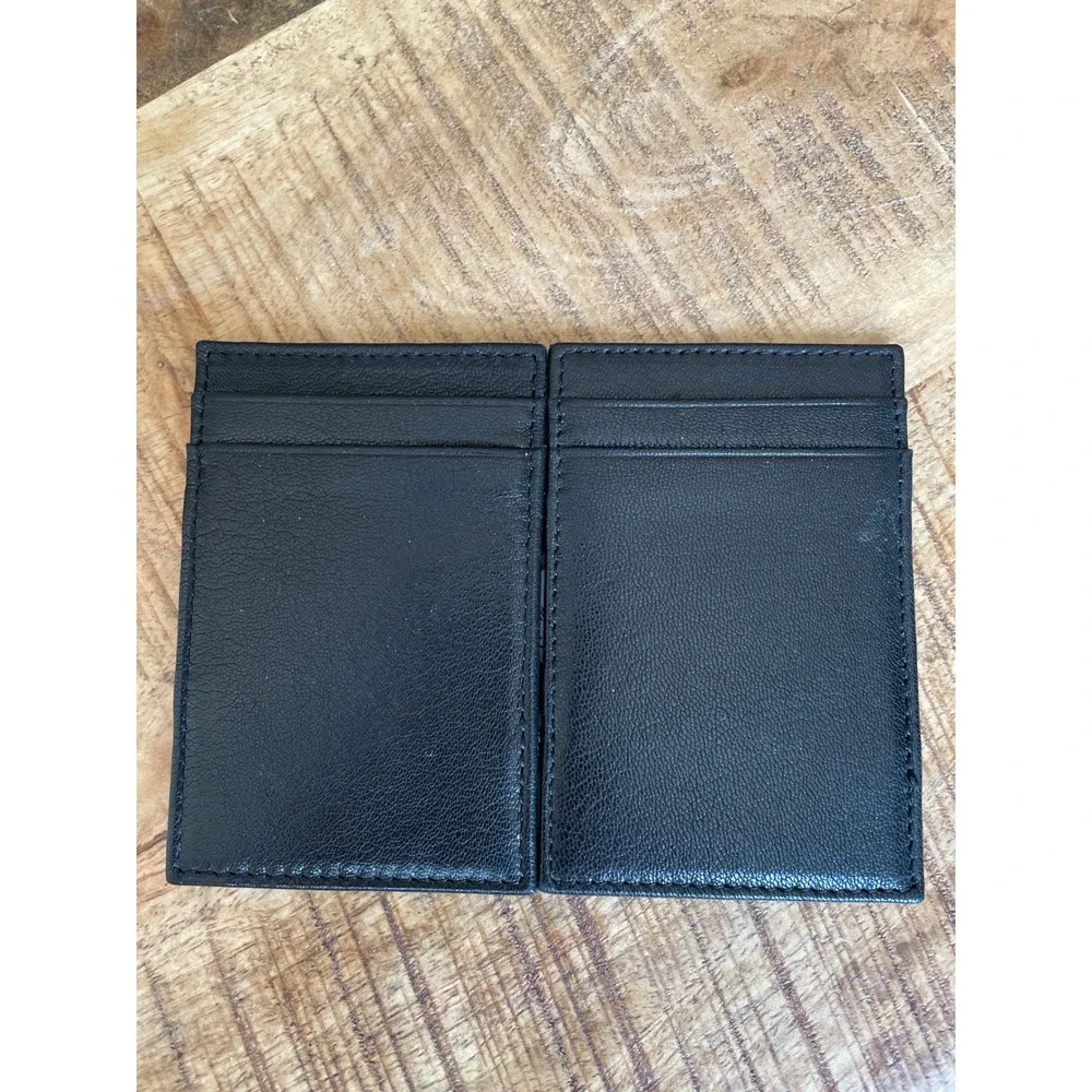 J.Crew Black Leather Magic Wallet Slim Card Holder Bifold BS993 NEW